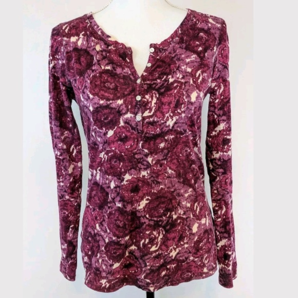 Lucky Brand Tops - Lucky Brand Henley Floral Flower Shirt Tee Top